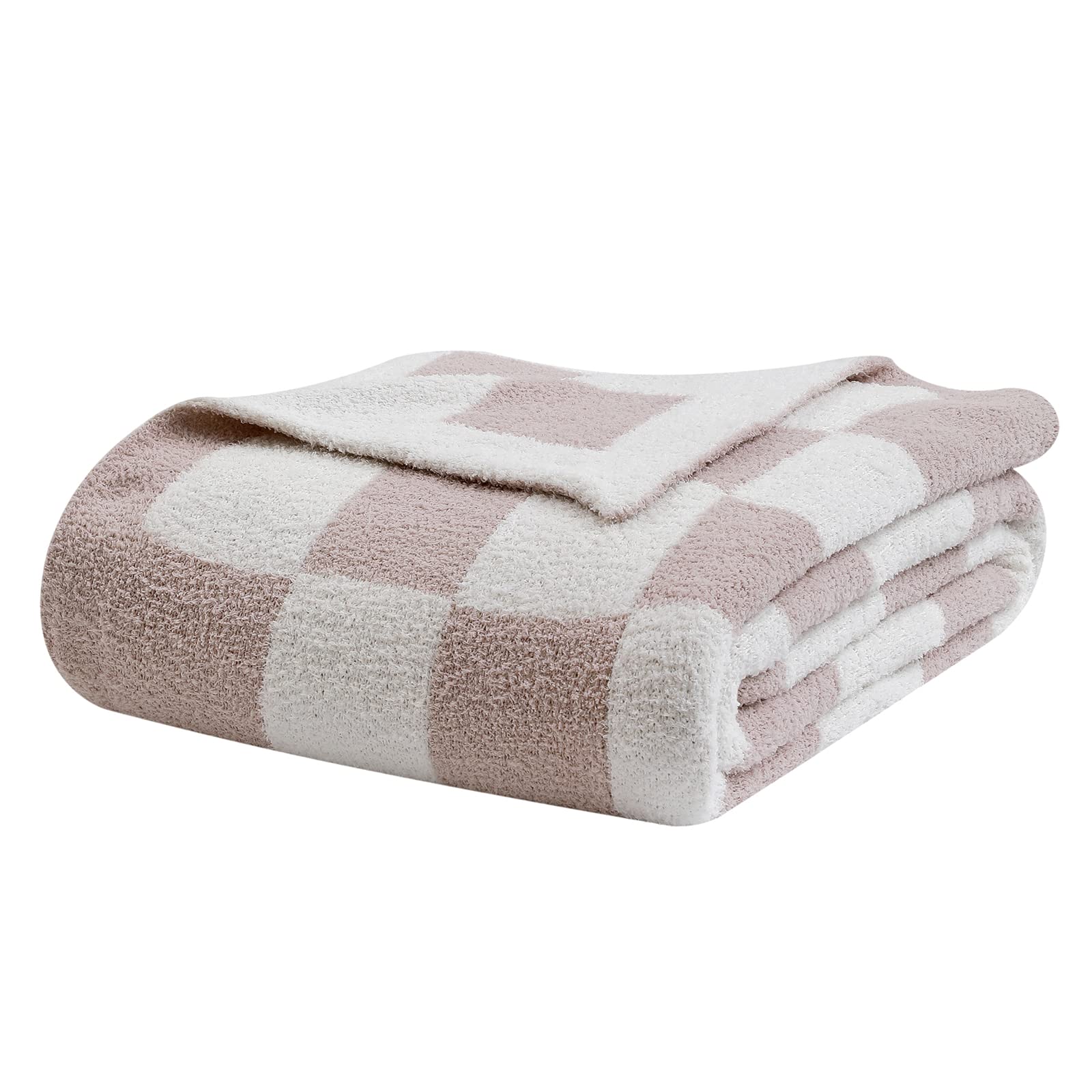 bearberry Fuzzy Checkerboard Grid Throw Blanket Soft Cozy Warm Microfiber All Season Blanket Decor for Couch Sofa Bed Travel Home (Avocado Green, 50''x60'')