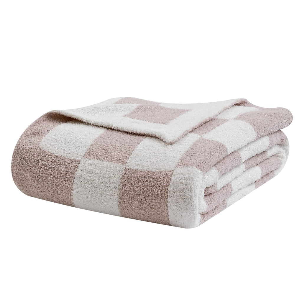 bearberry Fuzzy Checkerboard Grid Throw Blanket Soft Cozy Warm Microfiber All Season Blanket Decor for Couch Sofa Bed Travel Home (Avocado Green, 50''x60'')