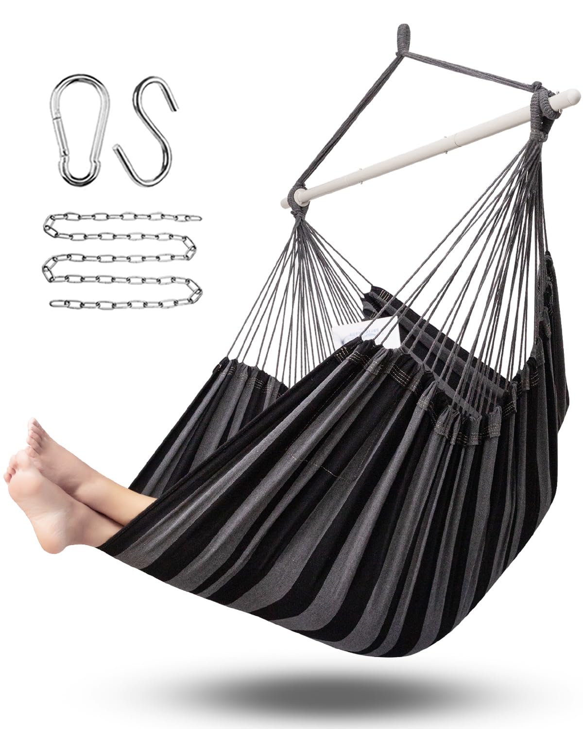 ADVOKAIR Hammock Chair Large 70.9"x47.2", 32% Bigger XXL Hanging Swing Chair with 500lbs Capacity, Heavy Duty Steel Spreader Bar, Extra Roomy Comfort for Adult Indoor Outdoor Bedroom Patio