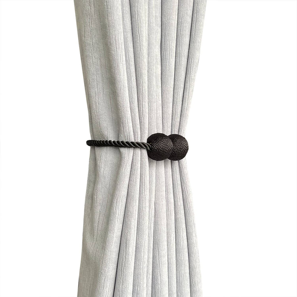 Melaluxe 2 Pack Magnetic Curtain Tiebacks, Decorative Curtain Holdbacks for Window Décor (Beige)