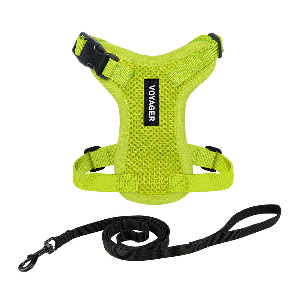Voyager Escape-Proof Step-in Lock Cat Harness & 5ft Neoprene-Handle Leash Set All-Weather Mesh with Reflective Stitching for Small to Large Cats by Best Pet Supplies, Army (327), XXXS