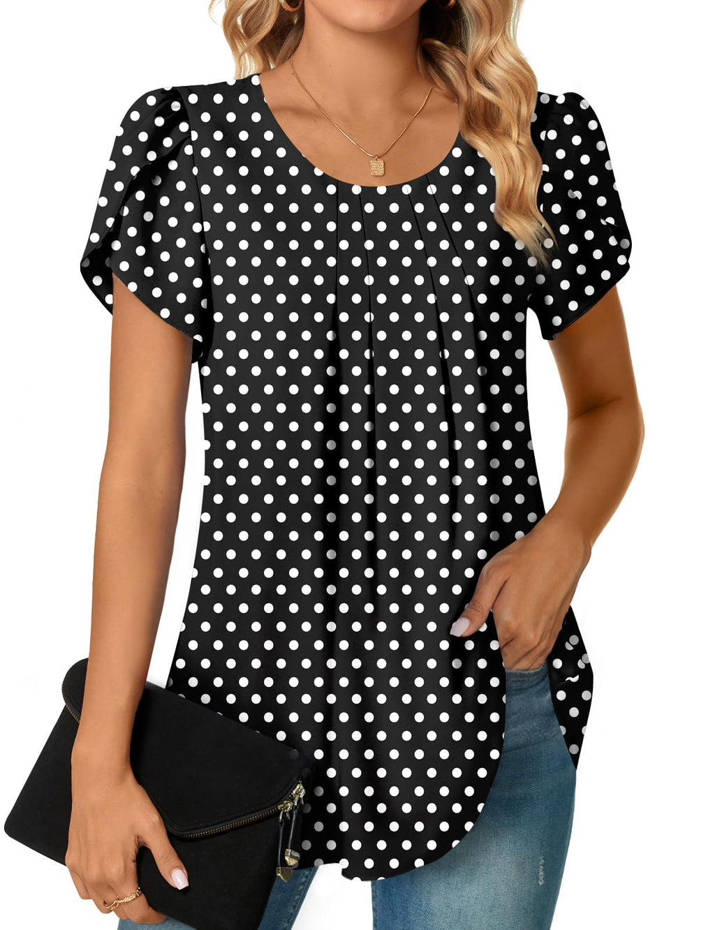 Bestbee Womens Plus Size Tops Dressy Casual Summer Chiffon Blouses Short Sleeve Dress Shirts Business Loose Fit Tunics