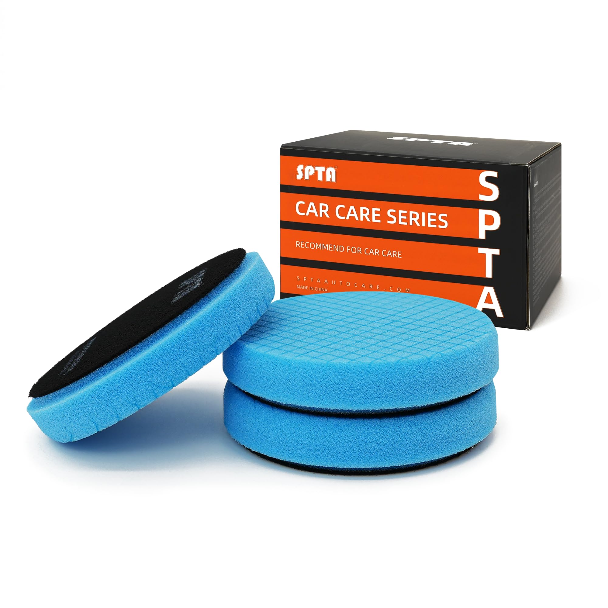 Blue T60 Moderate-Cut Foam Polishing Pads, SPTA 1Pc 3.5 Inch Face for 3 Inch 80mm Backing Plate Compound Buffing Sponge Pads for Car Buffer Polisher Compounding, Polishing and Waxing -FPTSS3G