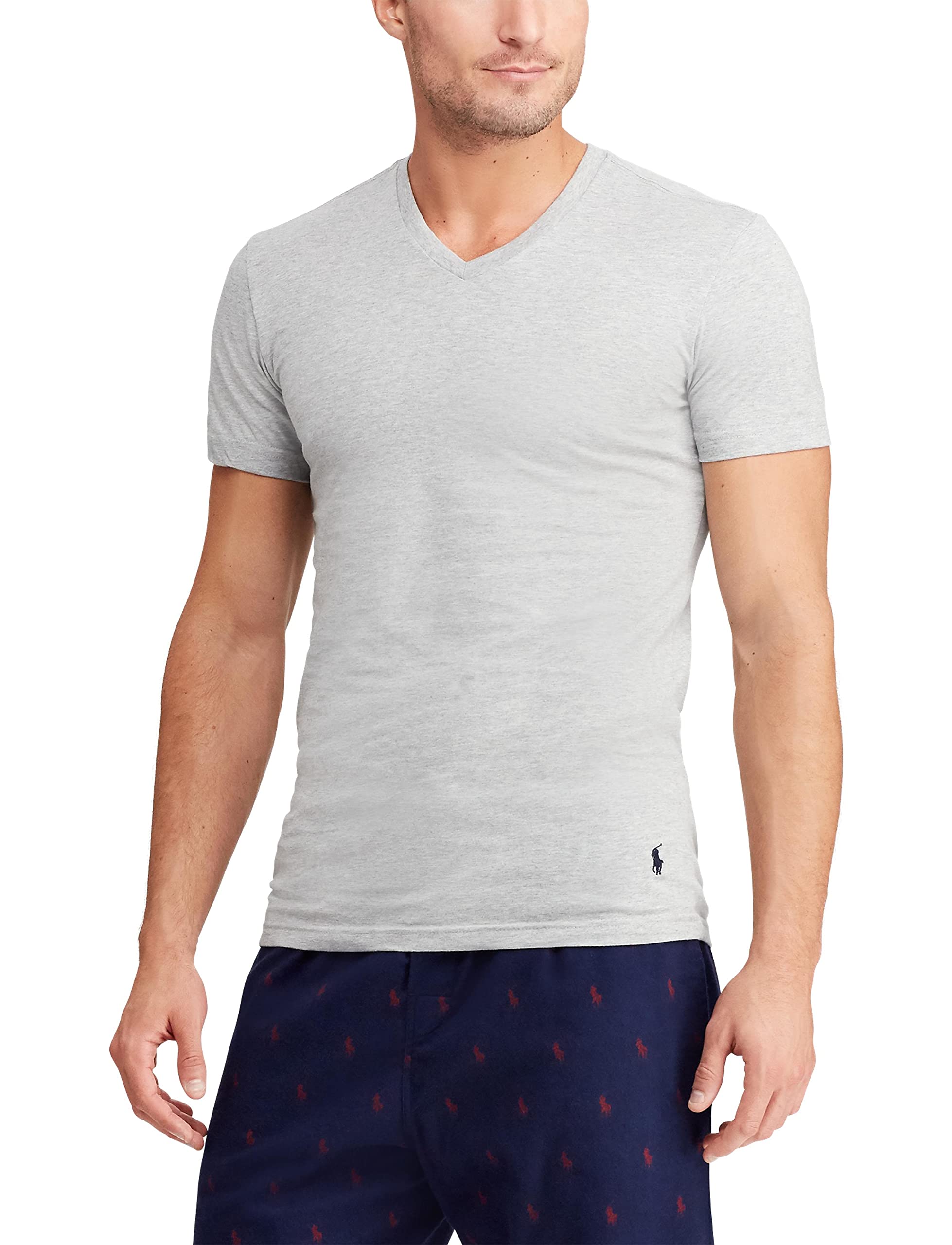 Polo Ralph Lauren Men's T-Shirt Pack, 3-Pack, Cotton Men's Clothing V-Neck Undershirt, Slim Fit Tees, Moisture-Wicking