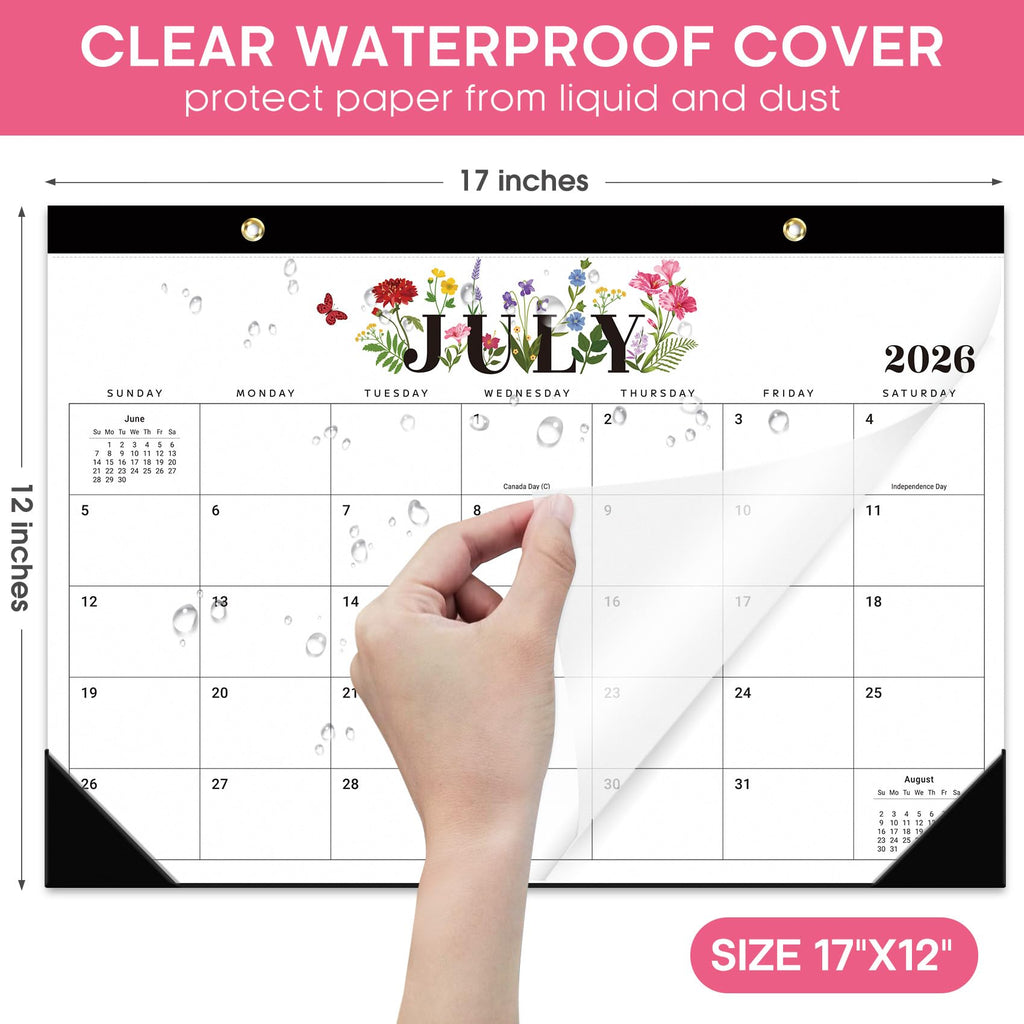 Desk Calendar 2026-2027, 21-Month Calendar Runs Until June 2027, Large 17" x 12" Monthly Desktop & Wall Calendar for Home & Office - Floral