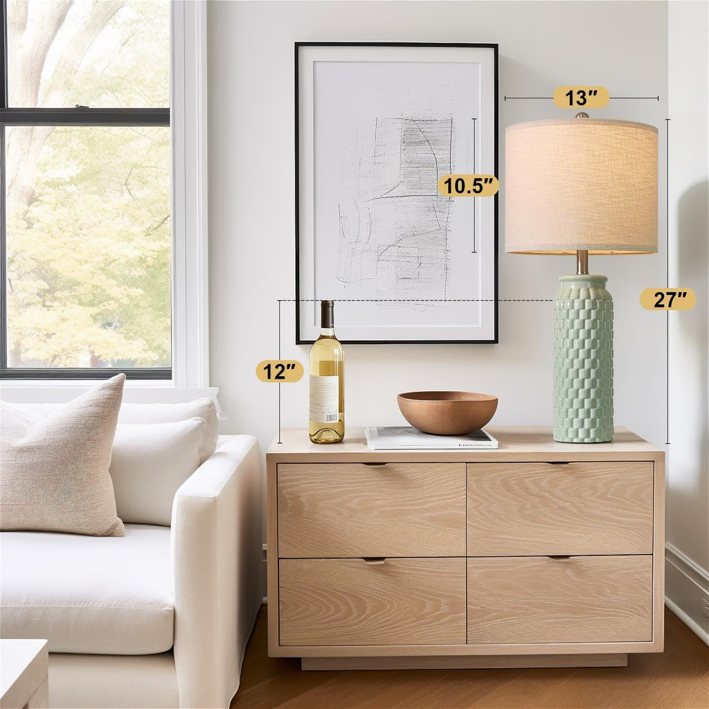 USumkky 20.5" Gold Modern Ceramic Bedside Lamp Set of 2 for Bedroom Decor Farmhouse Table Lamp for Living Room Office Dorm