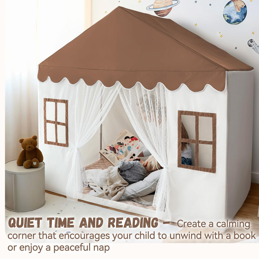 Kids Play Tent with Mat, Large Playhouse Play Tent Indoor for Girls Boys | Kids Play Playhouse Tent Ages 4-8 for Toddlers Children Boy Girl Play House Toy Birthday Gift, Washable, 57" x 35.5" x 53"