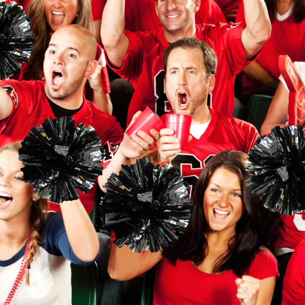 4Pcs Metallic Cheerleading Pom Poms, Creatiee 2 Pair Cheerleader Cheering Squad Pompoms for School Sports Dance Games Team Spirit Cheer