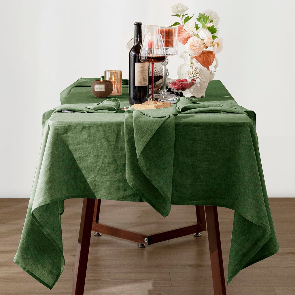 Talasily Linen Tablecloth 100% Pure Linen Table Cloth 60x84 Inches Rectangle Tablecloths Washable Cloths for Kitchen, Dining, Buffet Parties, Holidays, Picnic, Weddings and Restaurants-Caramel