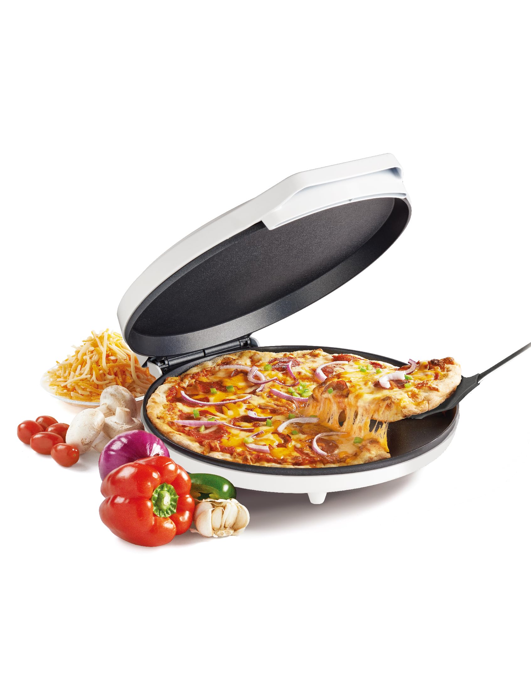 Betty Crocker Pizza Maker Plus,12" Indoor Electric Grill,Nonstick Griddle Pan for Pizzas,Quesadillas,Tortillas,Nachos and more,12" Electric Griddle for Delicious Meals and Snacks,Red,(Pack of 2)