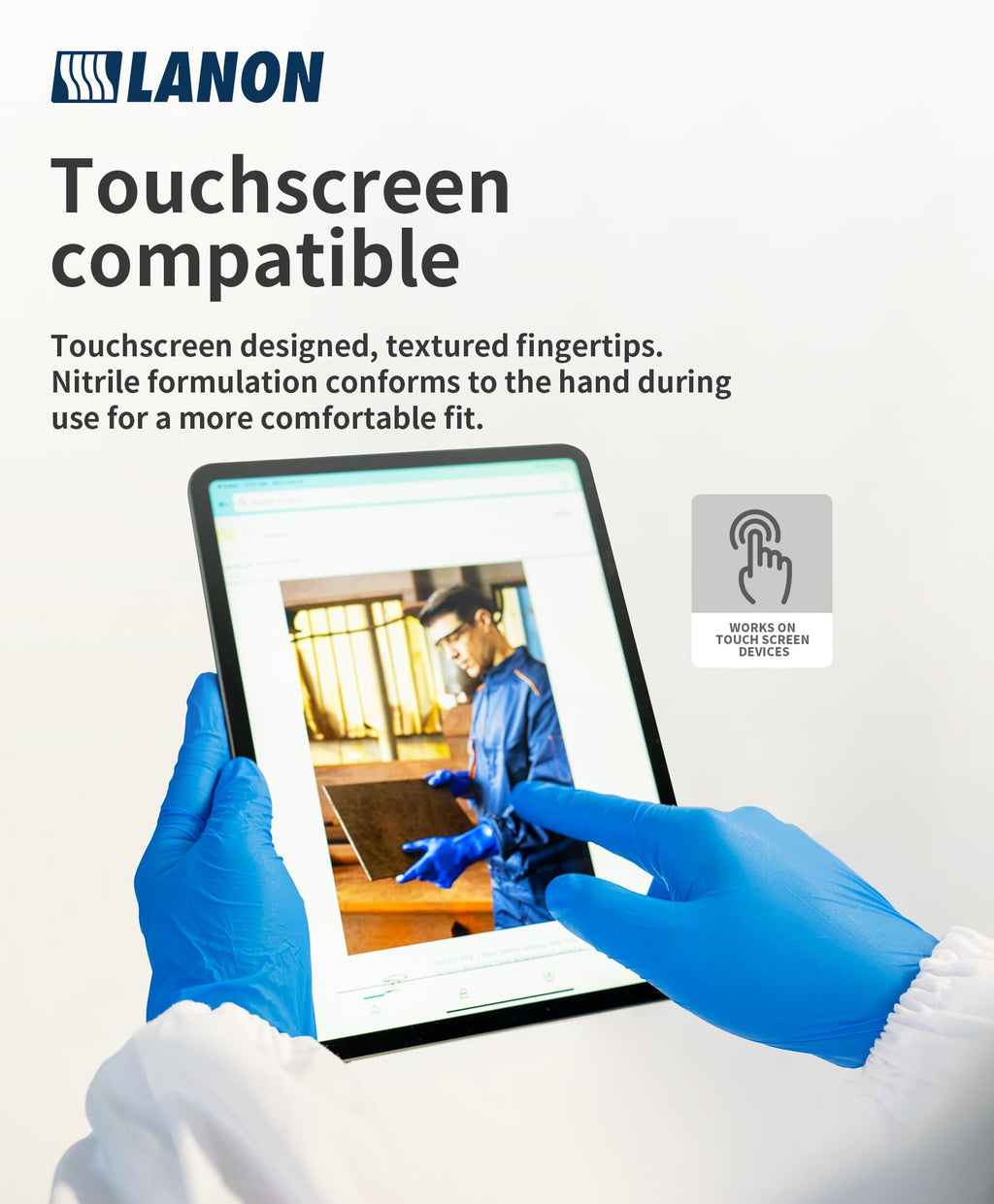 LANON Disposable Nitrile Gloves, Silicone-Free, Food-Safe, Chemical Resistant, Powder-Free, Textured Fingertips, Cooking, Cleaning, Blue, Small