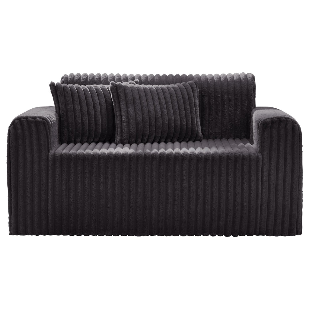 Hobestluk Single Sofa Foam Couch Sofa for Small Spaces Comfy Sofas with Removable Cover Furry Couch with Pillows for Living Room, Bedroom, Apartment, Office (Black, Standard)