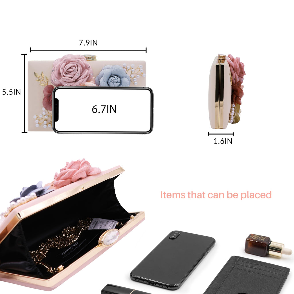 Evening Bag for Women, Flower Wedding Evening Clutch Purse Bride Floral Clutch Bag