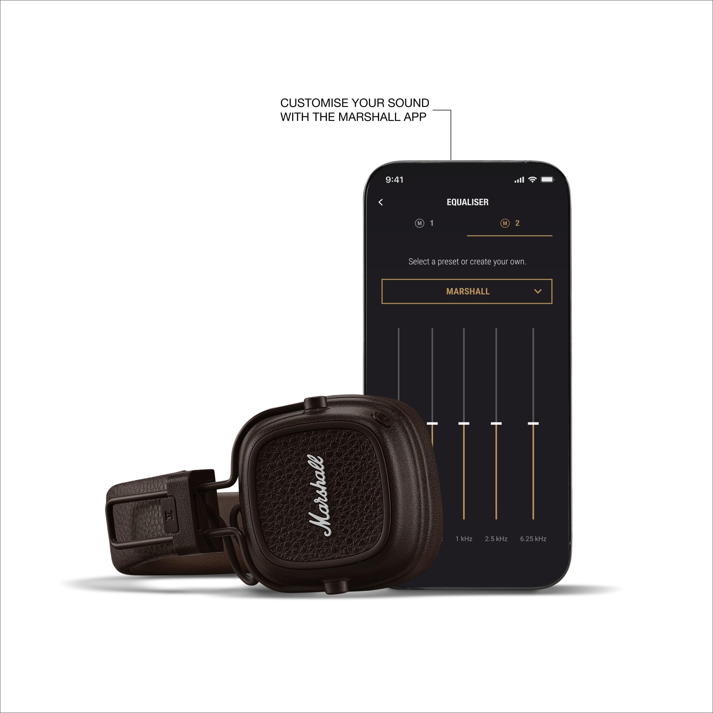 Marshall Major V Wireless On-Ear Bluetooth Headphones - 100+ Hr Playtime | Detachable Audio Cable | Microphone for Calls | Lightweight, Foldable Design for Travel - Black