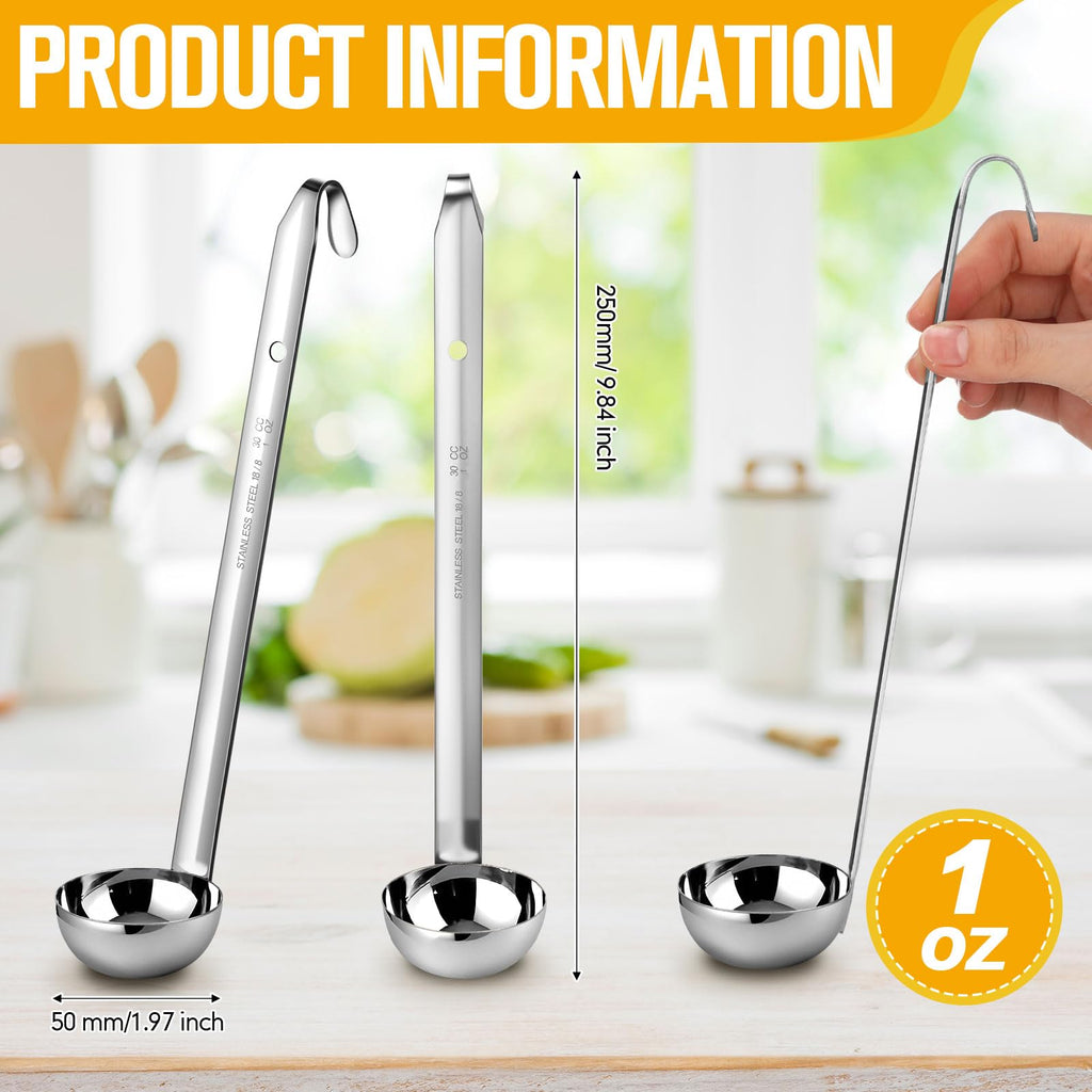 meekoo 1 Pieces Stainless Steel Ladle Soup Handle Ladle with Pouring Rim for Kitchen Cooking Soup Sauce (1 oz)