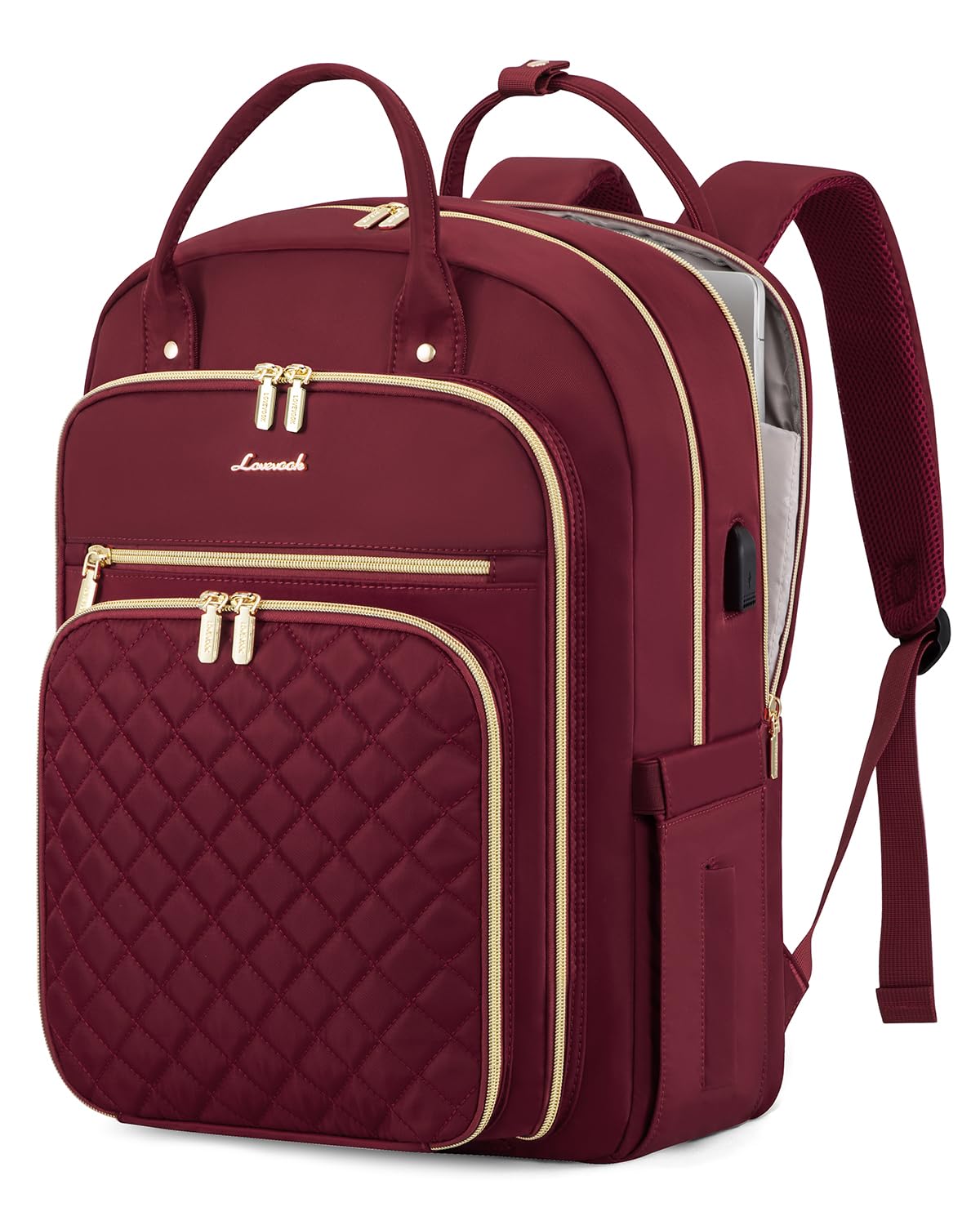 LOVEVOOK Laptop Backpack for Women, Water Resistant Travel Work Backpacks Purse College Business Teacher Nurse Computer bag with USB Charging Port