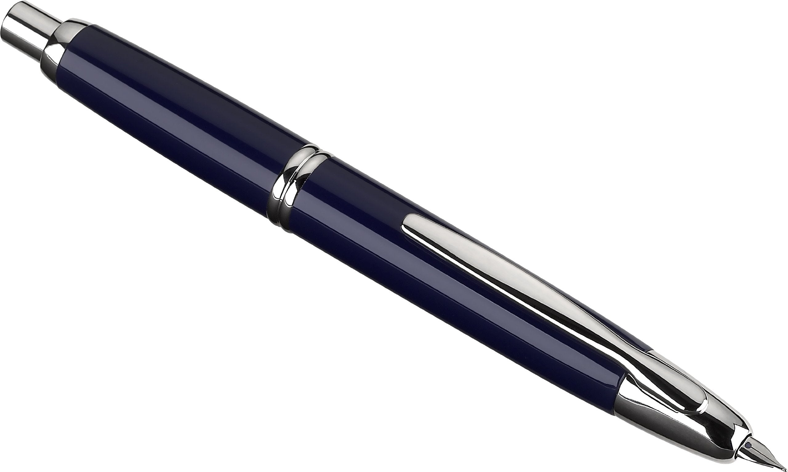 PILOT Vanishing Point Collection Refillable & Retractable Fountain Pen, Black Carbonesque Barrel with Rhodium Accents, Blue Ink, Medium Nib (60246)