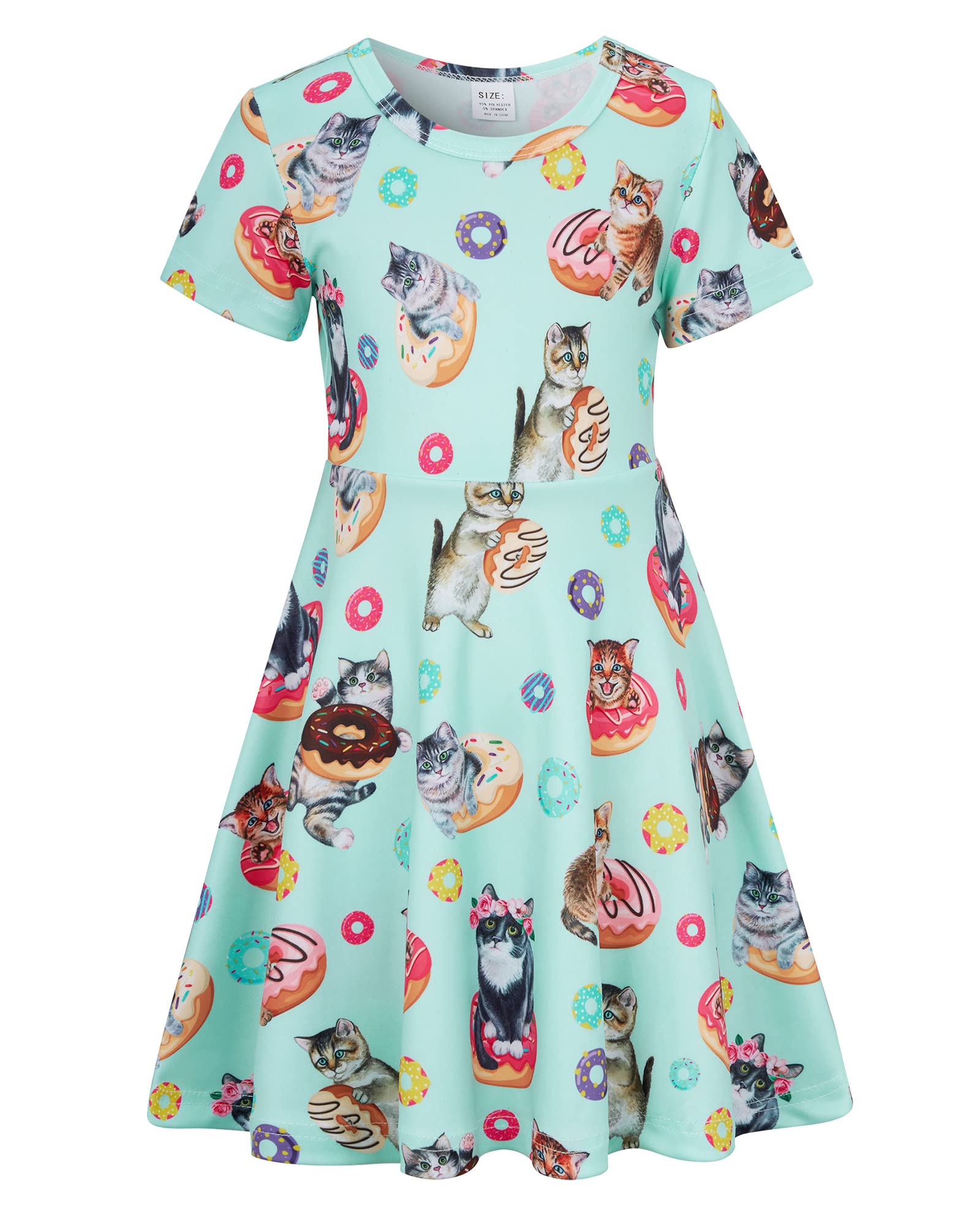 ALISISTER Little Girls Dress Short Sleeve Toddler Summer Sundress 2-9T