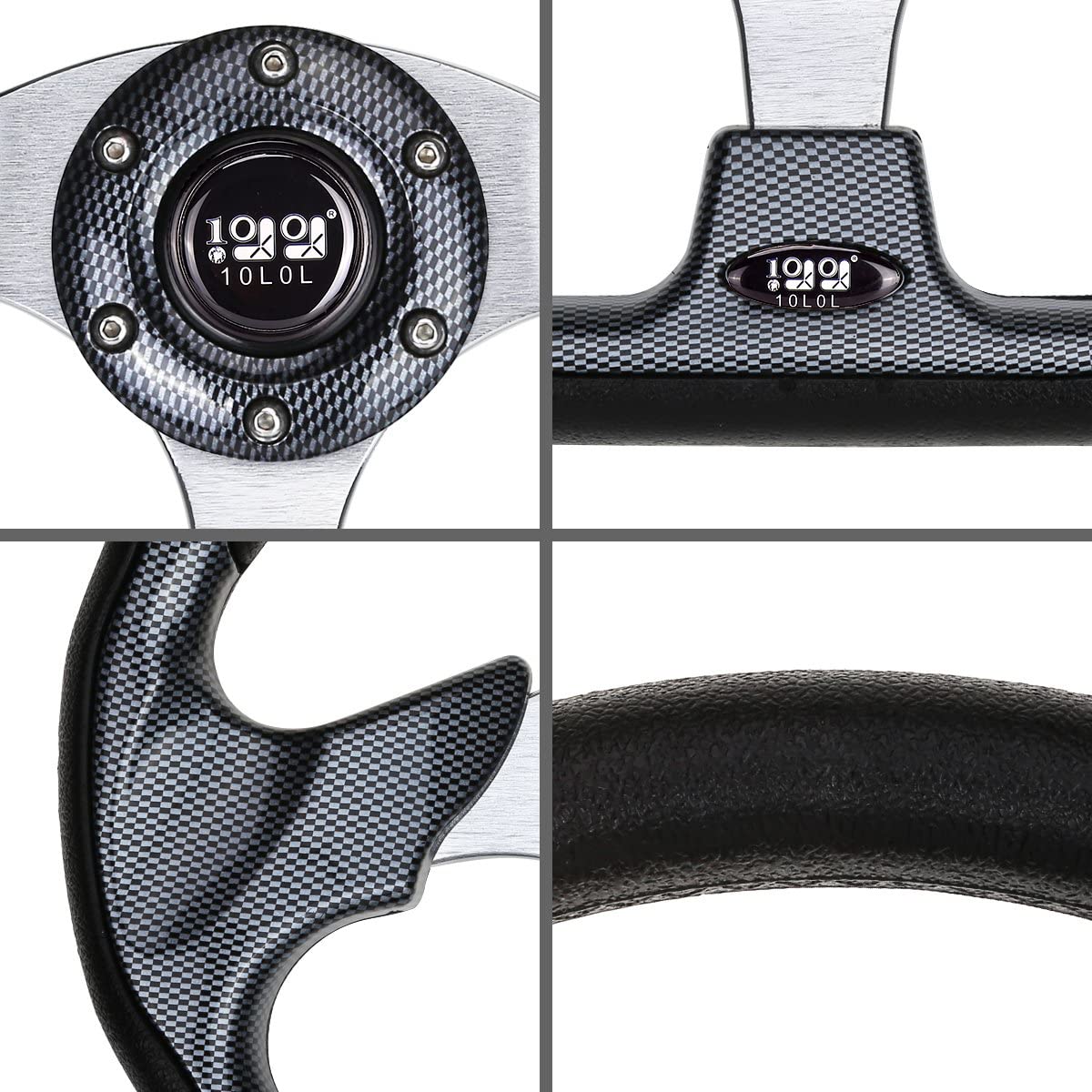 10L0L Golf Cart Steering Wheel, 13' Universal Fit for EZGO TXT/RXV, Club Car DS/Precedent, Yamaha G2-G29 (Carbon Black)
