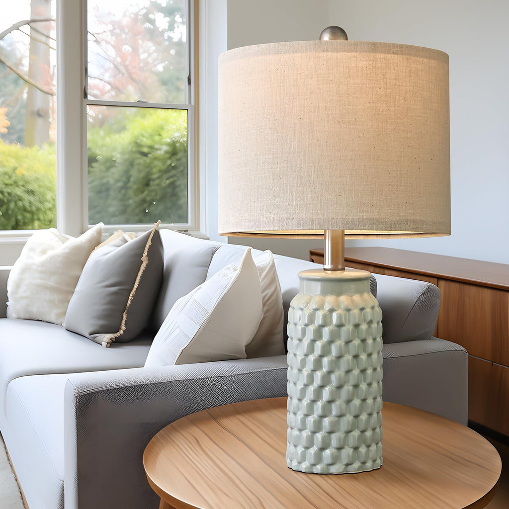 USumkky 20.5" Gold Modern Ceramic Bedside Lamp Set of 2 for Bedroom Decor Farmhouse Table Lamp for Living Room Office Dorm