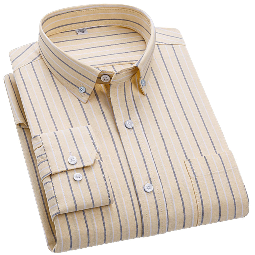 Cromoncent Mens Cotton Oxford Shirt Long Sleeve Button Down Dress Shirts with Pocket