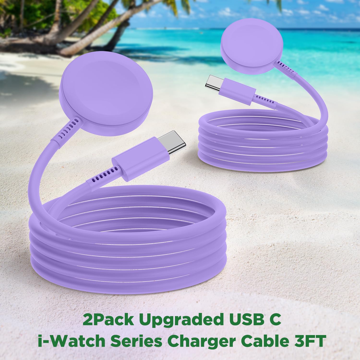 2Pack for Apple Watch Charger Cable, 3FT USB C to Magnetic Wireless Fast i-Watch Charging Cord [Portable], Compatible with iWatch Series Ultra/9/8/7/6/SE/SE2/5/4/3/2 - Black