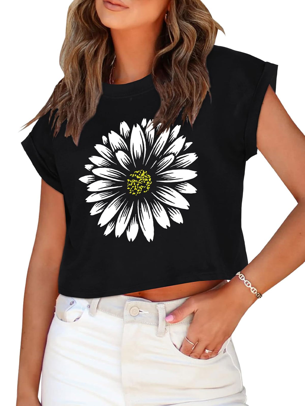 Summer Short Sleeve Crop Tops Womens Crewneck Roll Cap Sleeve T Shirts Loose Fit Basic Tees 2026