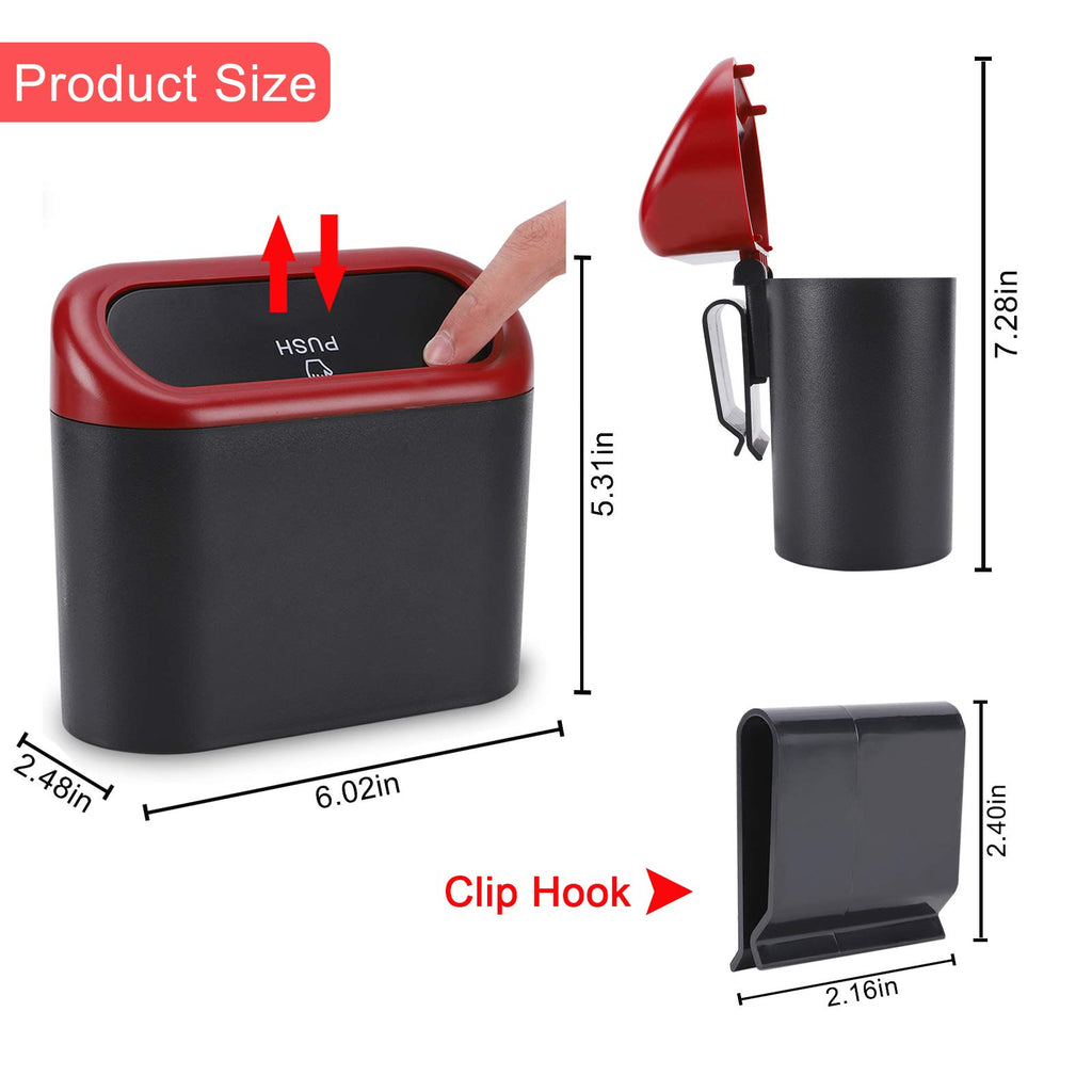 Accmor Car Trash Can with Lid, Mini Auto Dustbin Garbage Organizer with 30 Pcs Plastic Trash Bag, Automotive Garbage Container Bin for Vehicle, Home, Office