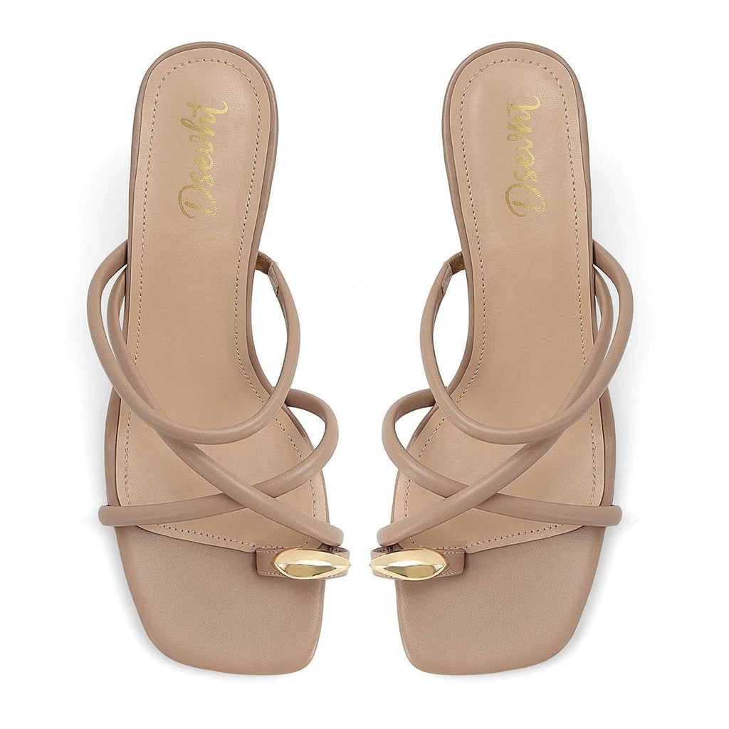 Dsevht Strappy Kitten Heel Sandals Toe Ring Flip Flop Stiletto Low Short Thong Heels Slip On Square Open Toe Summer Dress Shoes for Women