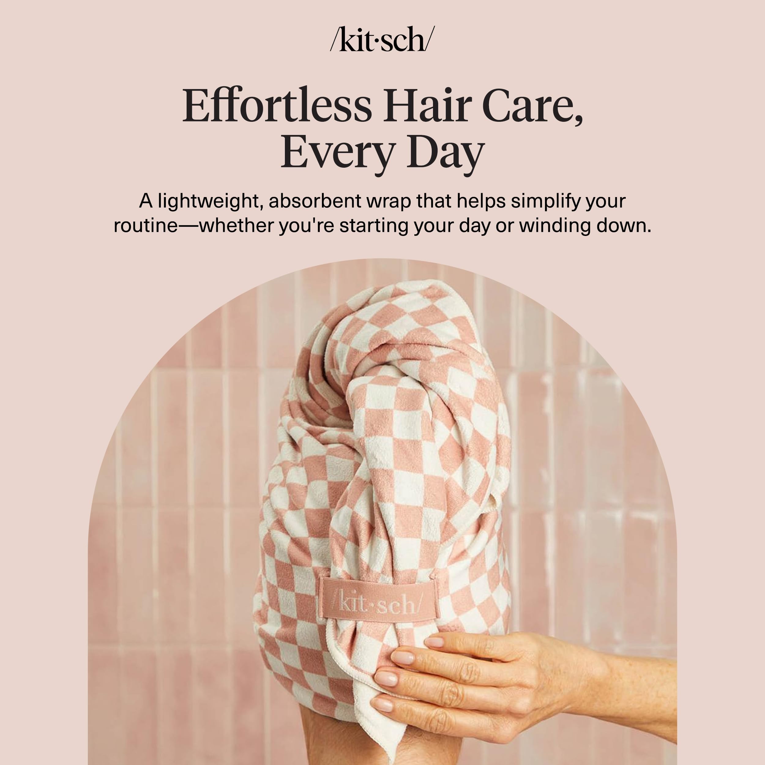 Kitsch Plush Microfiber Hair Towel Wrap for Women – Ultra Absorbent Microfiber Bath Towels for Wet, Curly, Long or Short Hair – Anti-Frizz Hair Wrap, Great Hair Care Gifts for Women