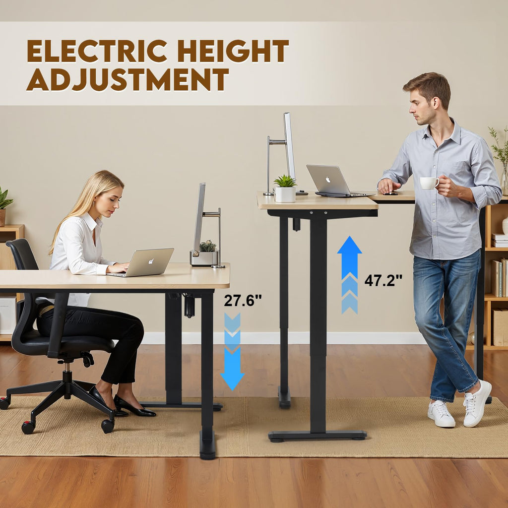 TOPSKY Dual Motor Height Adjustable L-Shaped Desk Frame, 270 lbs Capacity, Supports Multiple Monitors, Black 3-Leg Standing/Sitting Base for Home & Office, DF03.02 (Frame Only)