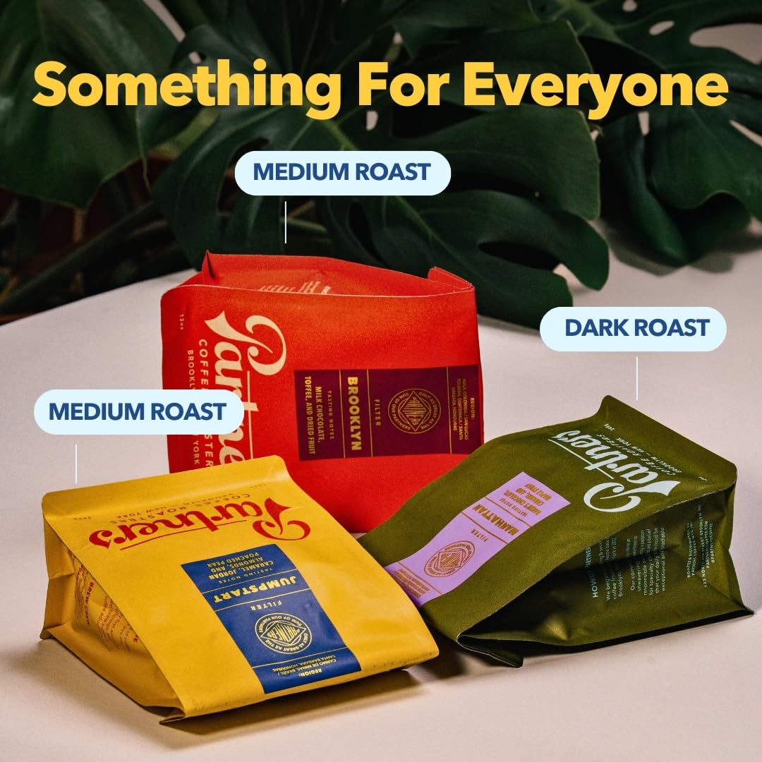 PARTNERS COFFEE ROASTERS - Whole Bean Coffee (Bedford - Espresso, Medium Roast) 12oz - Fruity, Complex, Espresso - Whole Coffee Beans - Lab Tested for Mycotoxins & Heavy Metals - Hand Roasted in NYC