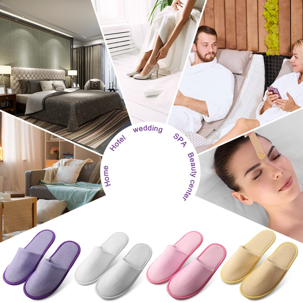 Geyoga 24 Pairs Disposable Slippers for Guests Bulk 2 Size Cotton Soft Spa Hotel House Slippers for Women Men Wedding Party Shoeless Home Indoor Travel