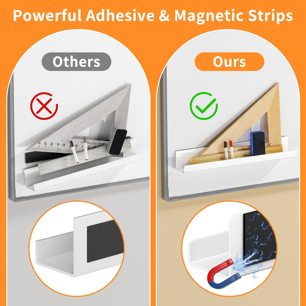 Magnetic Book Shelf for Whiteboard, Reusable Acrylic Book Display Shelf with Strong Adsorption Capacity, Magnetic Book Holder for Classroom Refrigerator Office Teacher Kids, Black