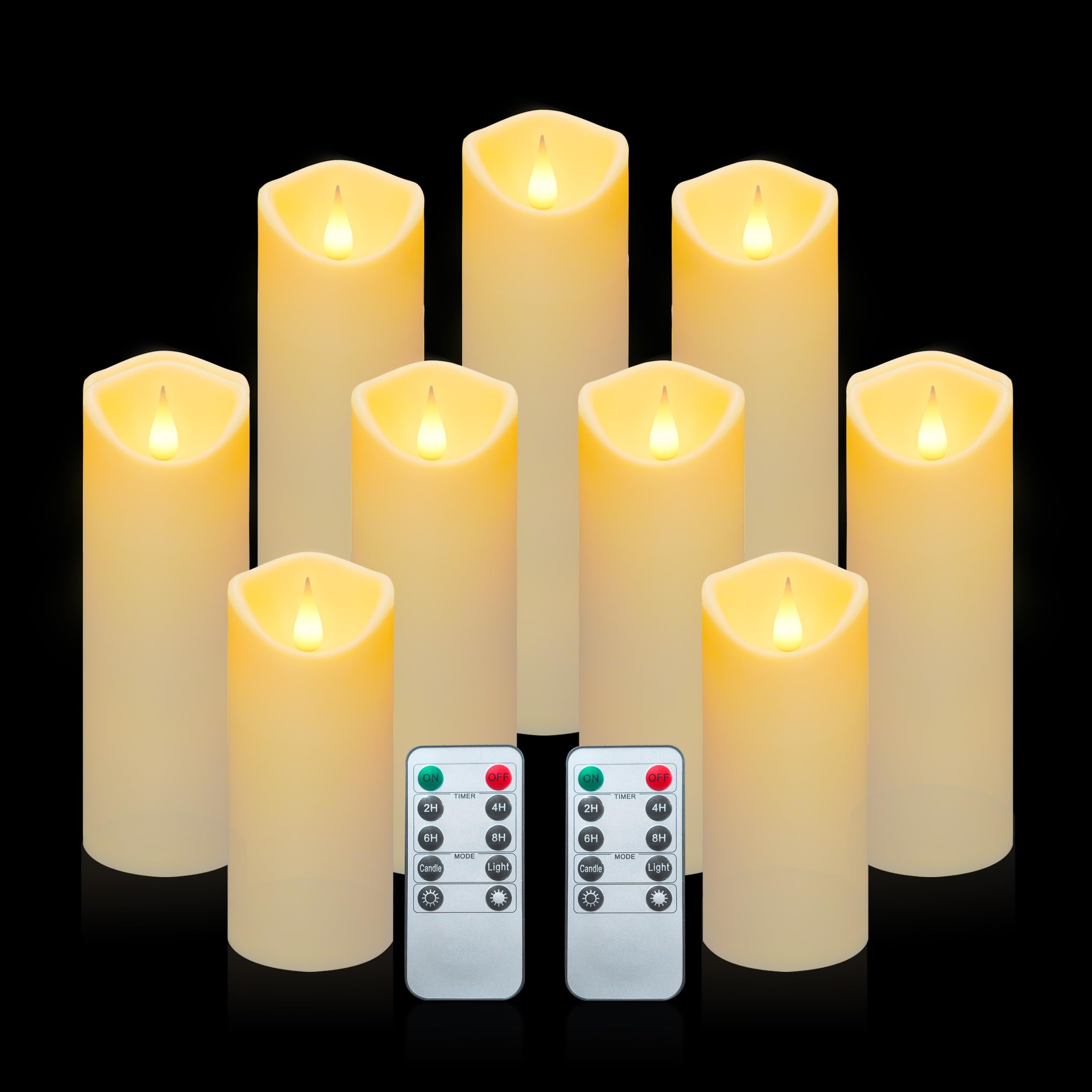 Aignis 12-Pack Waterproof Flameless Candles, 2.2" Slim Plastic Battery Operated LED Pillar Candles with 2 Remotes & Timers, Melt-Proof Fake Electric Candles for Outdoor Patio, Wedding, Home Decor