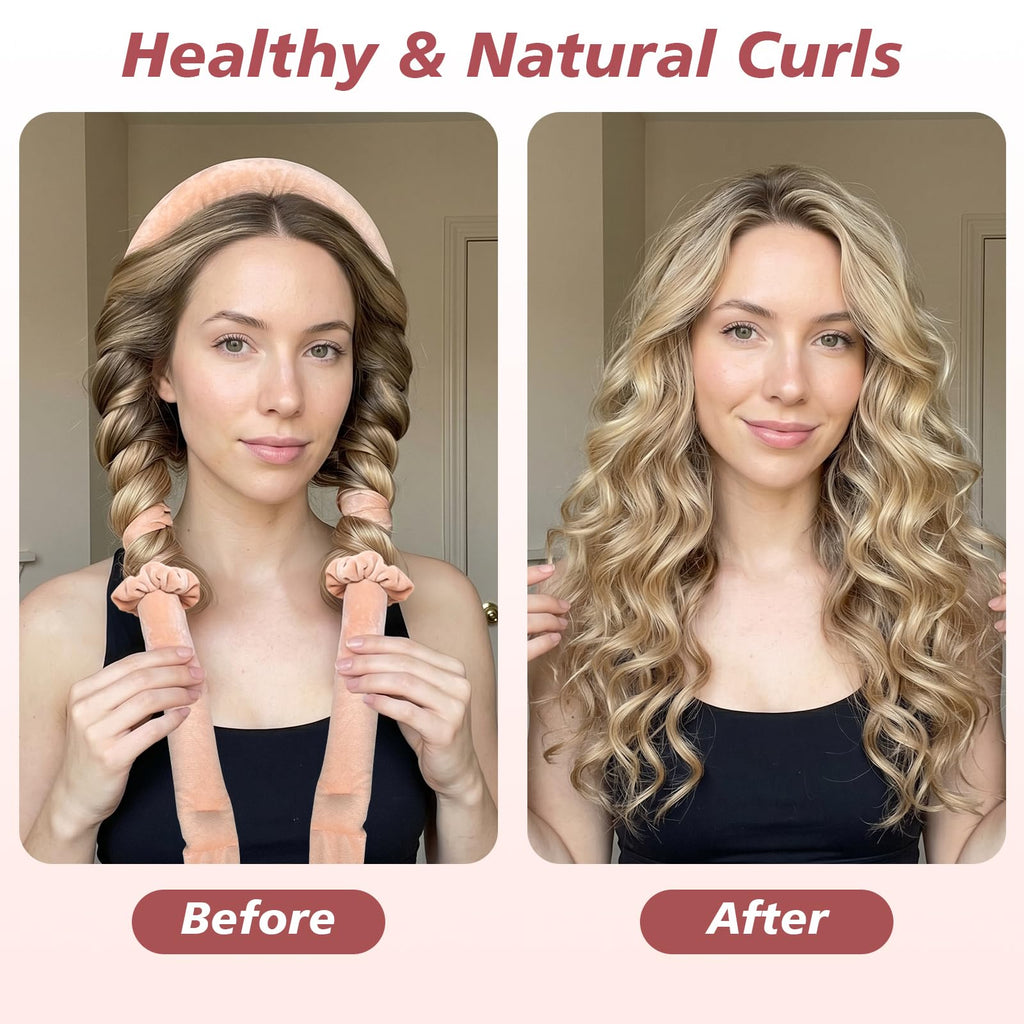 Gwabee Heatless Curls Overnight Hair Curler, 70" Soft Hair Curlers to Sleep In No Heat Curls Overnight, 9 PCS No Heat Curlers Set for Women - Blue