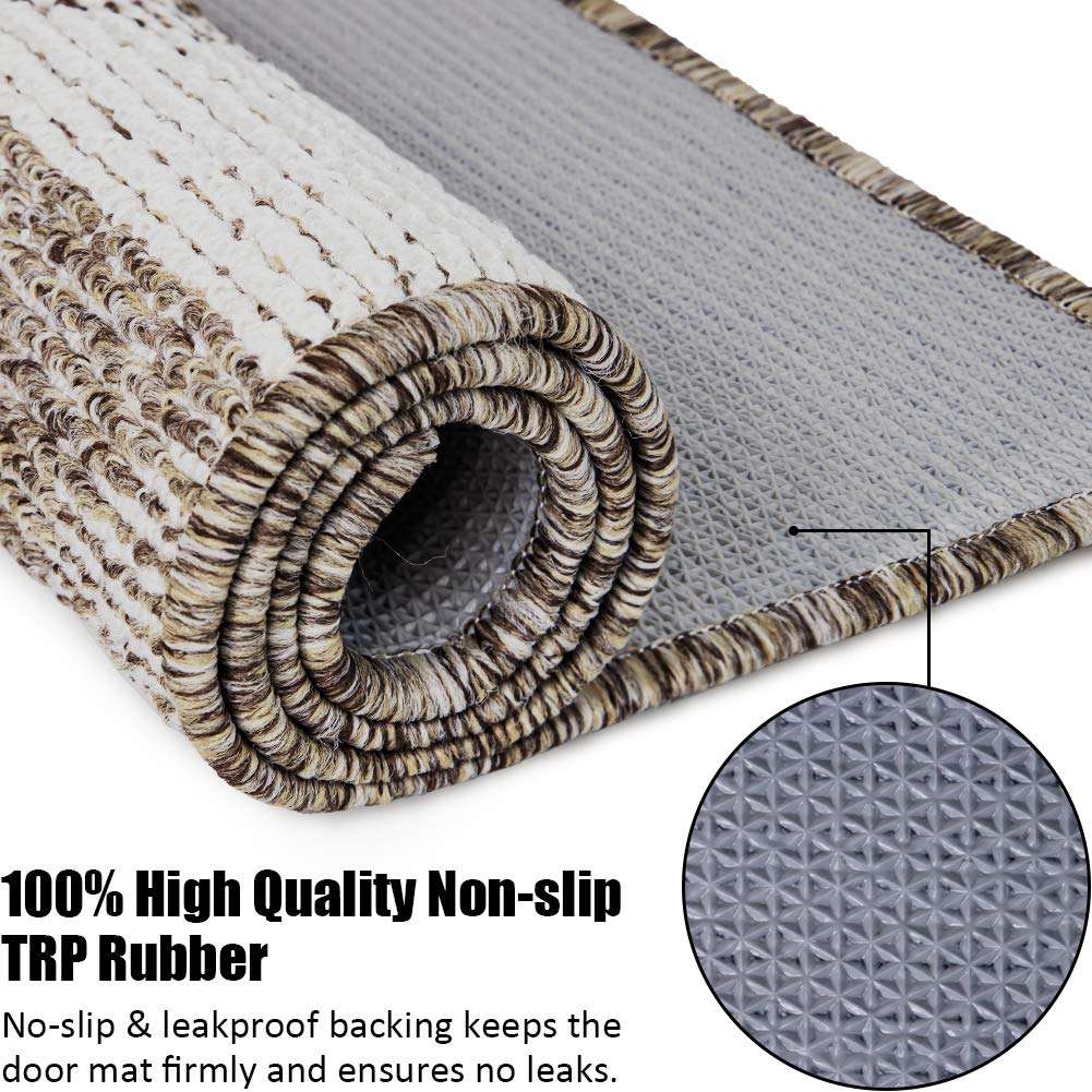 Indoor Doormat 24"x 36", Absorbent Front Back Door Mat Floor Mats, Rubber Backing Non Slip Door Mats Inside Mud Dirt Trapper Entrance Door Rug Carpet, Machine Washable Low Profile-Brown Time Cloister