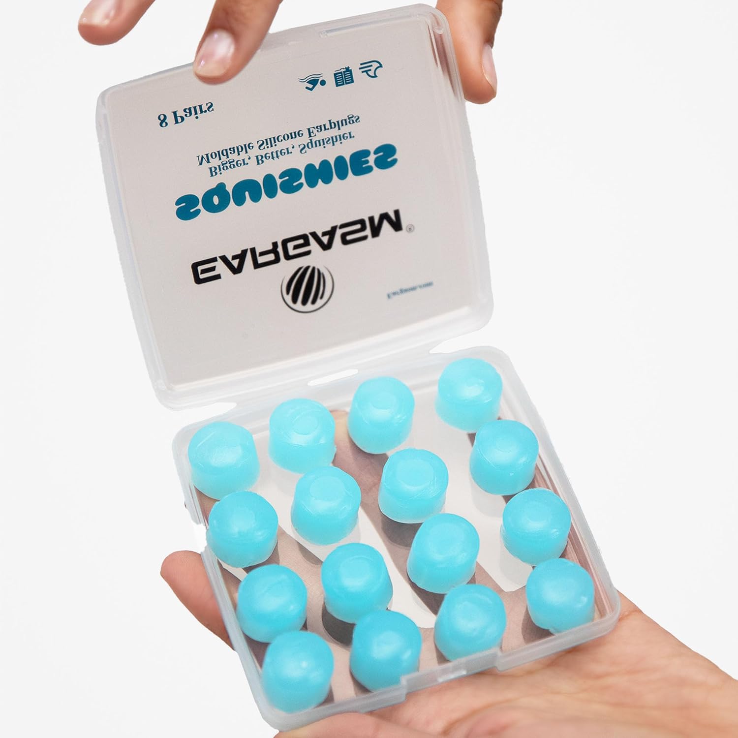 Eargasm Squishies - Blue Moldable Multipurpose Noise Reduction Noise Cancelling Waterproof Airtight Ear-Plugs for Sleeping, Snoring, Working, Studying, Swimming and More - Storage Case Included