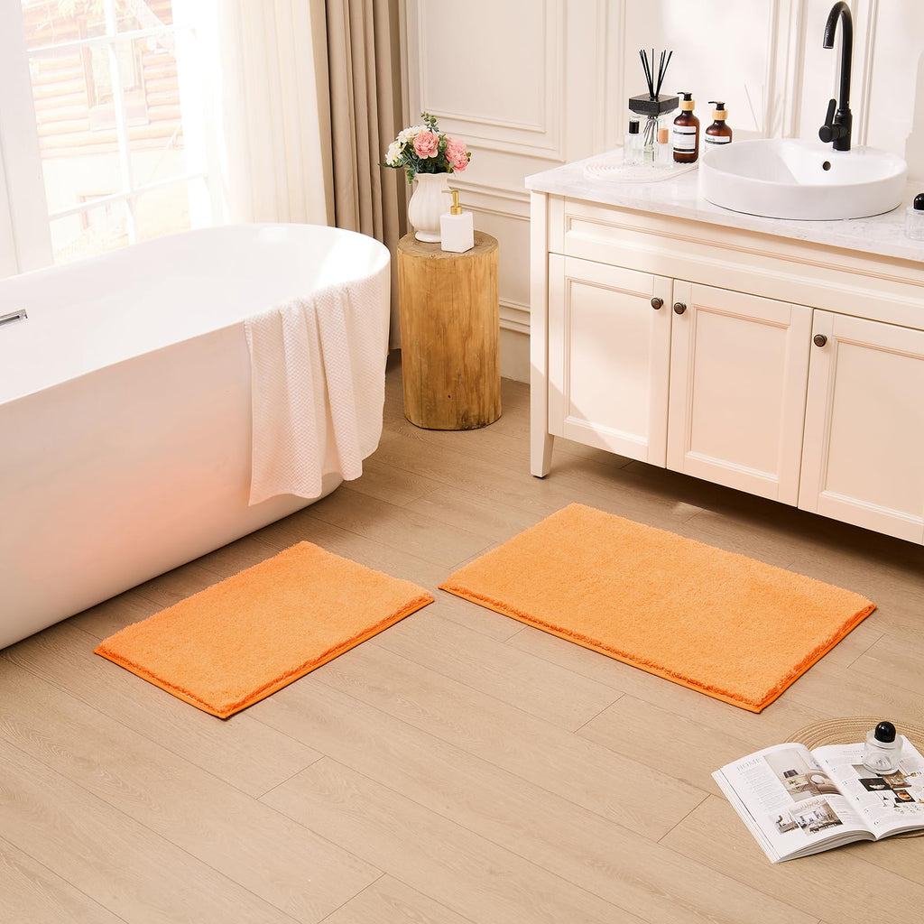 CozeCube Circle Fleece Bath mats for Bathroom, Fluffy Absorbent, Melange Quick Dry Microfiber Bath Rugs, Non Slip Washable Shower Mat Gifts, Brown, 24" X 16"