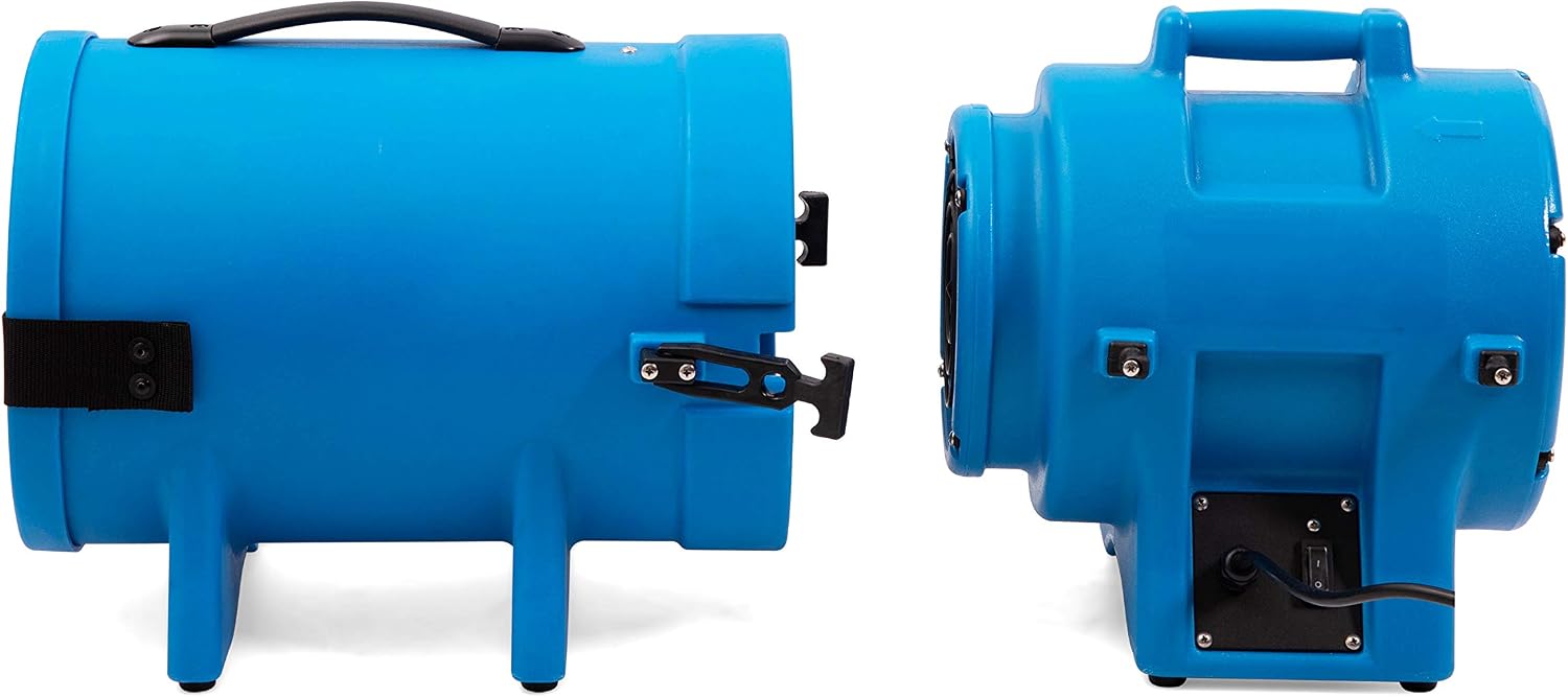 MOUNTO 8inch 1/3hp High Pressure Axial Blower Fan for Ventilation w/ 25ft Hoses and Canister