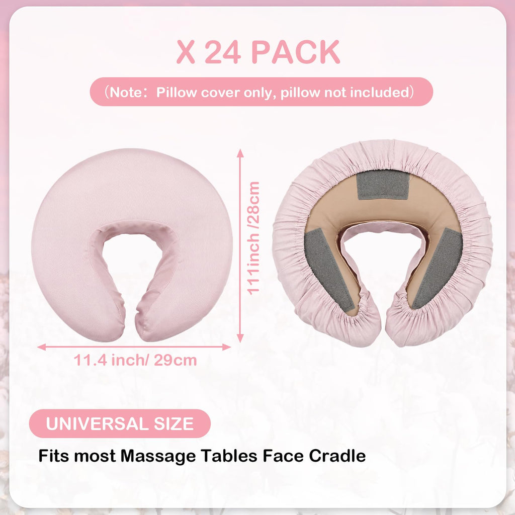 Macarrie 24 Pcs Face Cradle Covers for Massage Table Microfiber Reusable Soft Thicker Massage Table Headrest Covers Bulk Oil Proof Cradle Head Rest Sheets for Spa Beauty Salons(Beige)