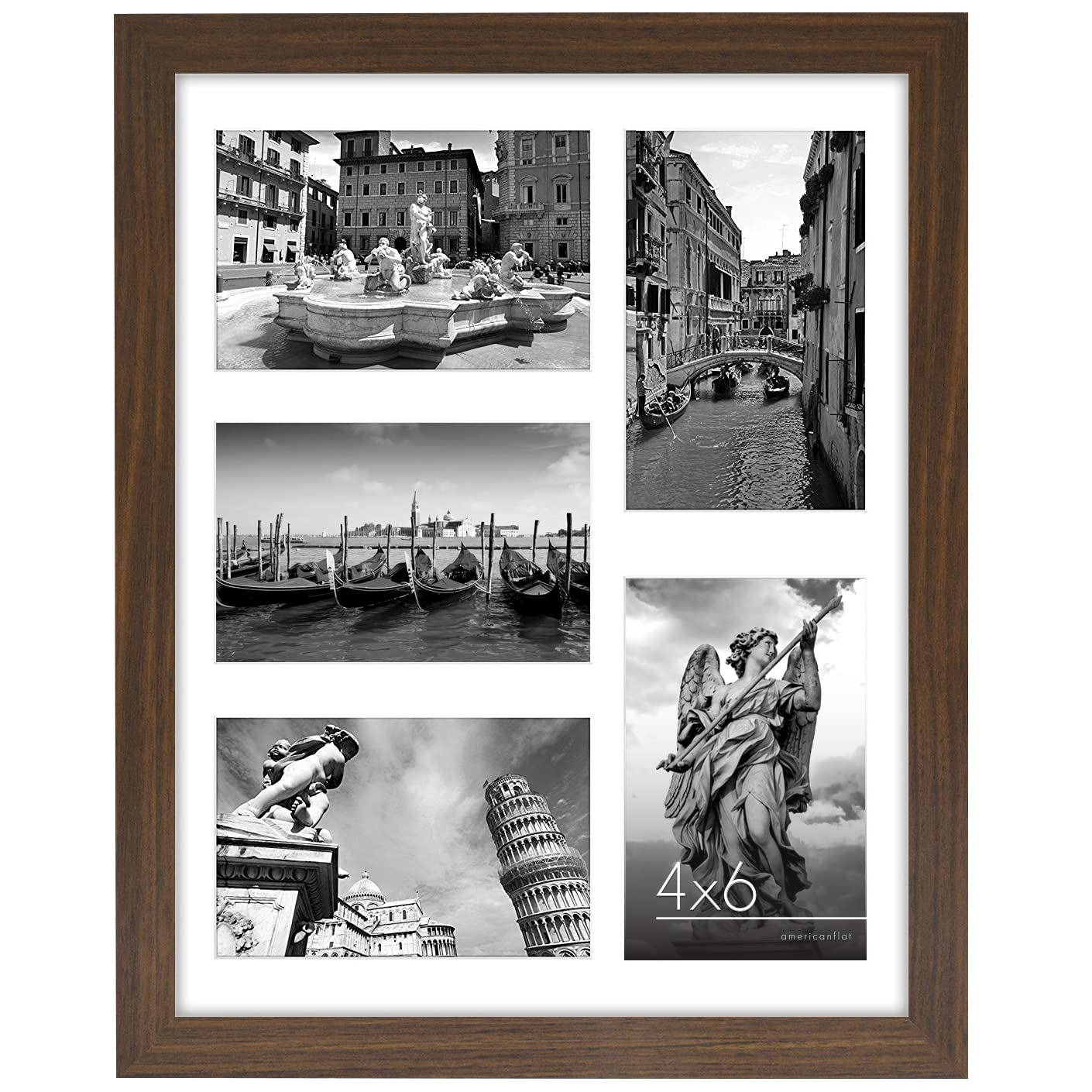 Americanflat 4x6 Double Picture Frame with Shatter-Resistant Glass - Fits Two 4x6 Photos or use as One 6x14 Frame - Signature Collection - Collage Frames for Tabletop and Wall Display - Black