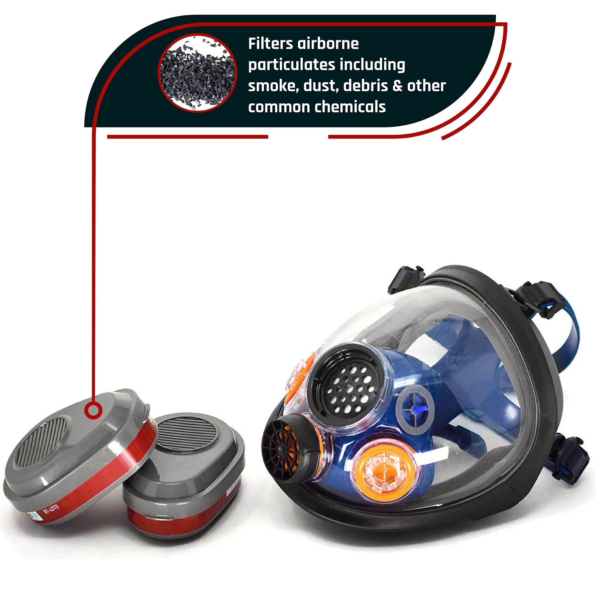 Parcil Distribution Full Face Respirator Mask with Filters – Durable Full Face Respirator Mask, Bayonet Filter Compatible