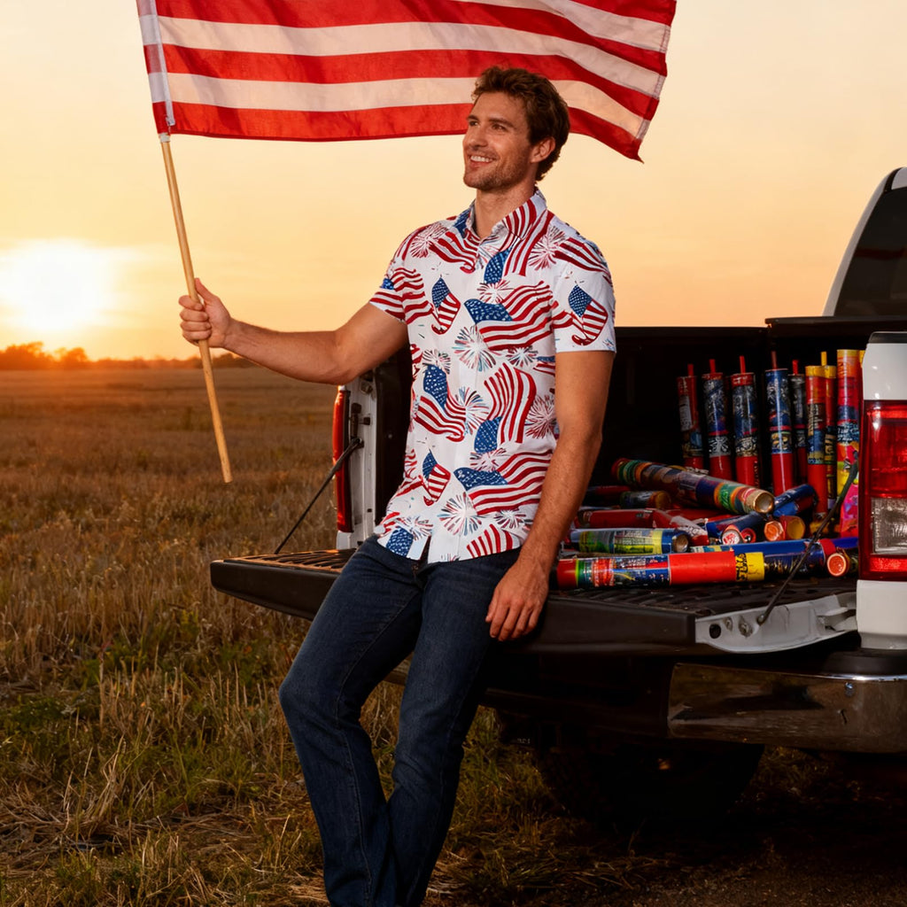 Fanient Mens Hawaiian Shirt Summer 3D Print Casual Short Sleeve Button Down Graphic Aloha Dress Shirts
