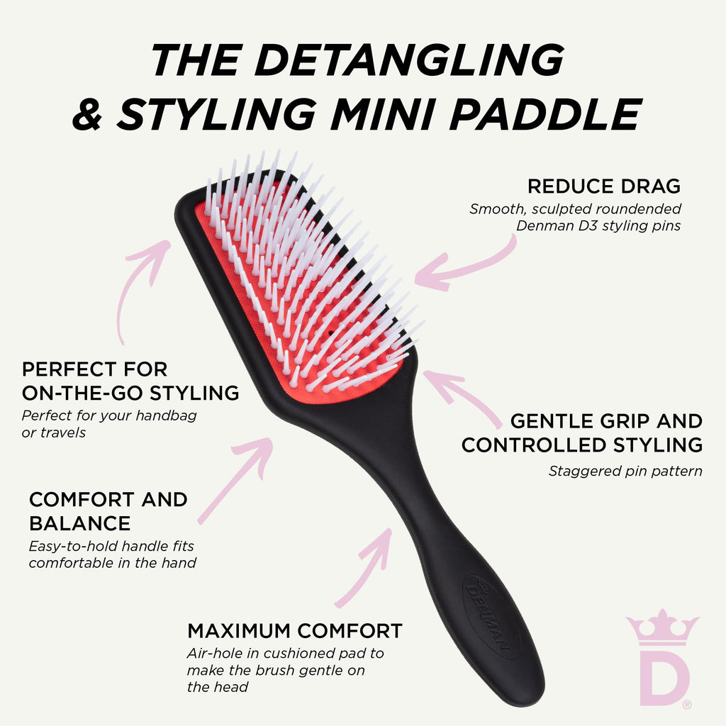 Denman Power Paddle Hair Brush for Quick and Convenient Detangling, Blow Drying and Styling - Combination of D3 Styling Pens & Paddle Brush - For Men and Women P038