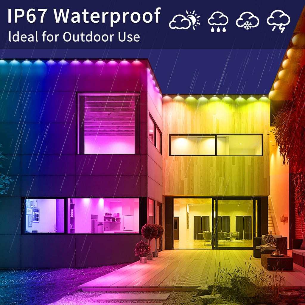 Yocrostar Permanent Outdoor Light,60ft RGB Eave Lights with App Control Remote,IP67 Waterproof LED Lights,Music Sync Outside Light for House,Halloween,Roof,Garden,Christmas Decorations