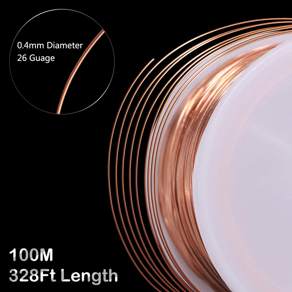 MIKIMIQI Jewelry Wire - 328Ft, 26 Gauge, Tarnish Resistant, Copper, 0.4mm X 100m (Gold)