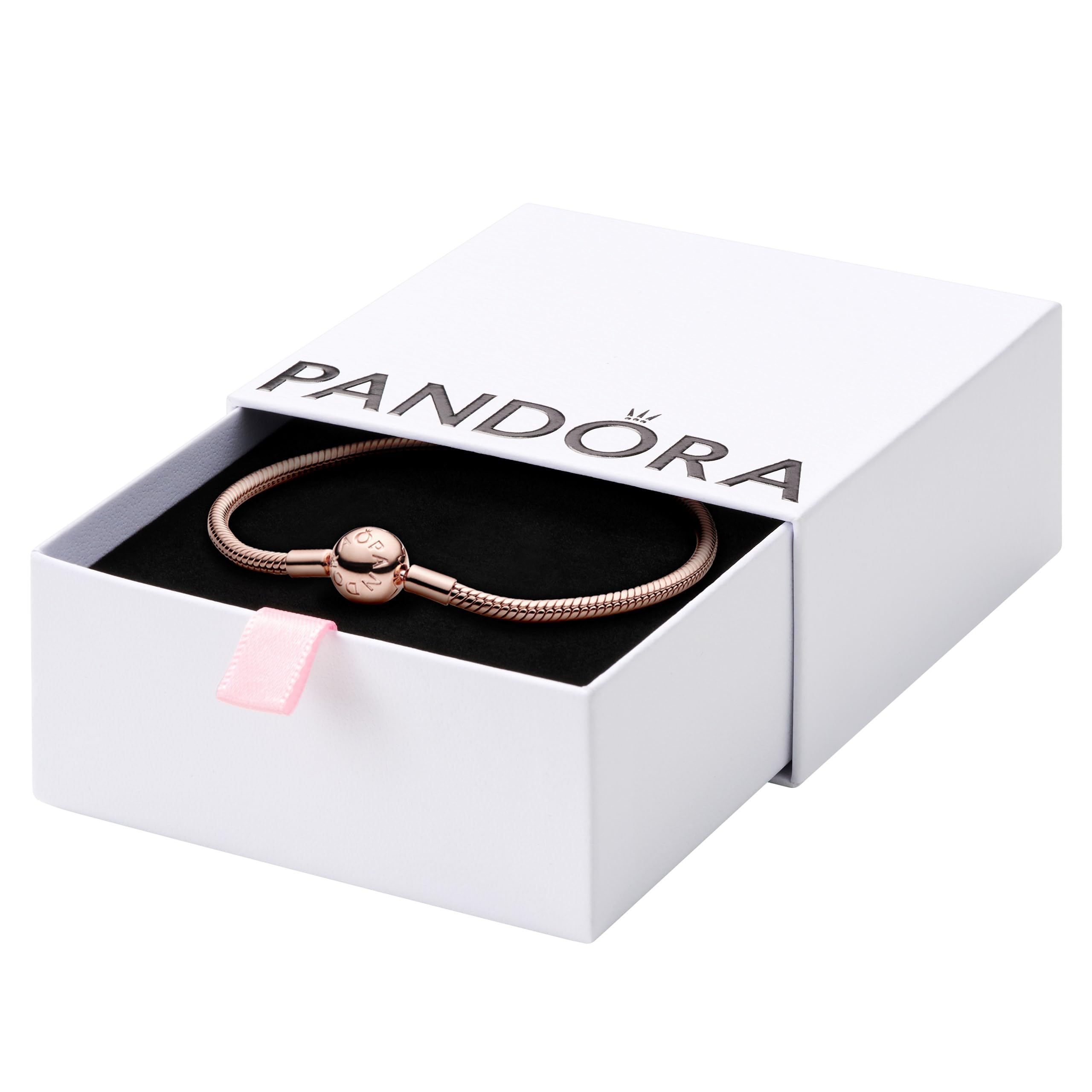 PANDORA Moments Snake Chain Bracelet - Hand-Finished Charm Bracelet - Jewelry for Her with Gift Box - Compatible Moments Charms - Sterling Silver