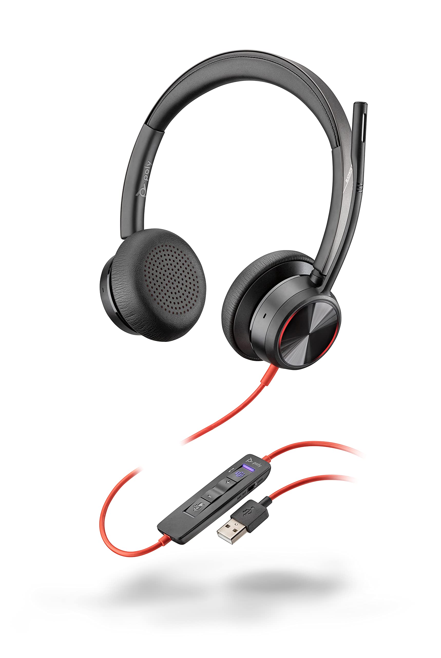 Plantronics Poly - Blackwire 8225 Wired Headset with Boom Mic Dual-Ear (Stereo) Computer Headset - USB-A to Connect to Your PC/Mac - Active Noise Canceling-Works with Teams (Certified), Zoom &More