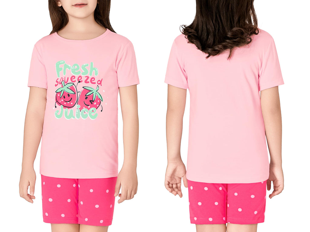 Topgal Little & Big Girls Cotton Knit Pajama 3-Piece Shorts Pants Summer PJ Set Size 4-14